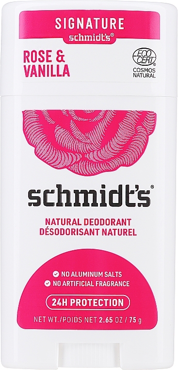 Натуральный дезодорант "Роза и ваниль" в стике - Schmidt's Deodorant Rose Vanilla