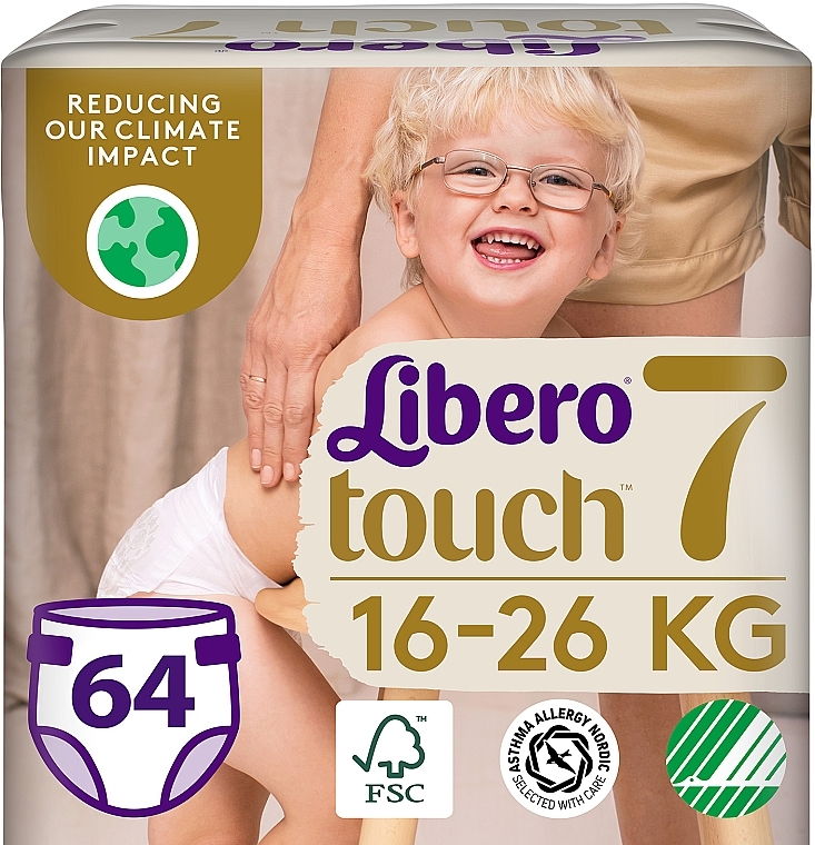 Підгузки дитячі Touch 7 (16-26 кг), 64 шт. (2х32) - Libero — фото N1