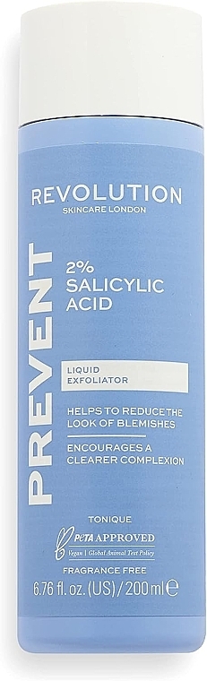 Тоник отшелушивающий с салициловой кислотой для проблемной кожи - Revolution Skincare Prevent 2% Salicylic Acid Liquid Exfoliator — фото N1