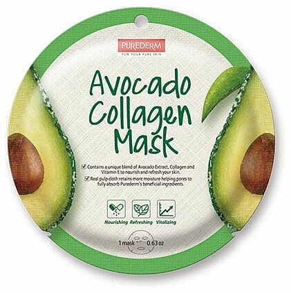 Тканевая маска - Purederm Avocado Collagen Mask — фото N1