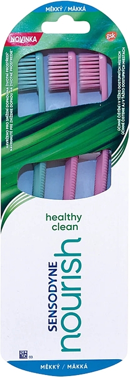 Набор - Sensodyne Nourish Healthy Clean Soft Toothbrush Set (toothbrush/3pcs) — фото N1