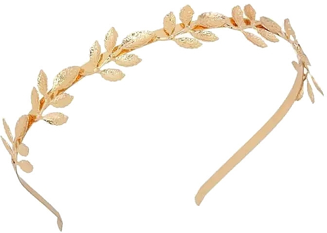 Обруч для волос тонкий с золотыми листьями - Ecarla — фото N1