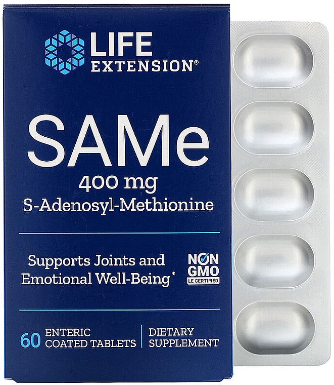 Харчова добавка "S-аденозил-метионін", 400 мг - Life Extension SAMe