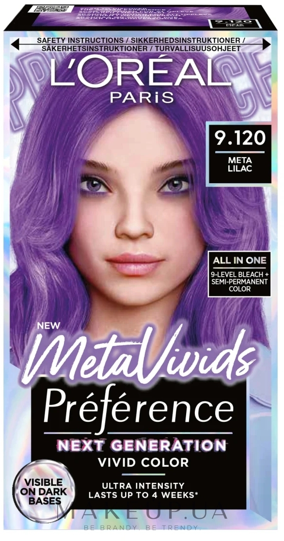 Краска для волос - L'Oreal Paris Preference Vivid Color MetaVivids — фото 9.120 - Meta Lilac