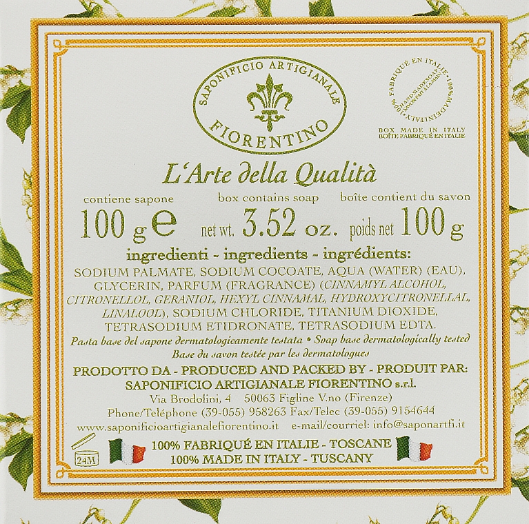 Натуральне мило "Конвалія" - Saponificio Artigianale Fiorentino Lily Of The Valley Soap — фото N3
