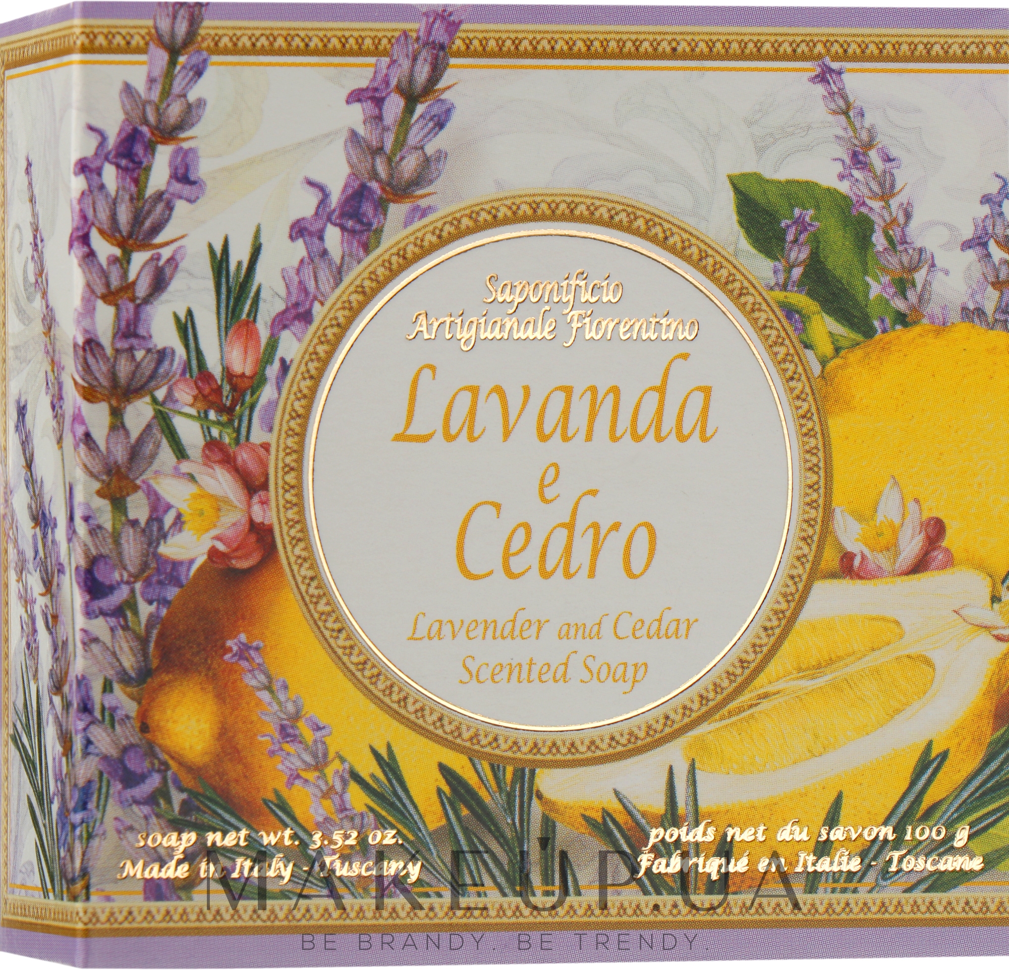 Натуральне мило "Лаванда і кедр" - Saponificio Artigianale Fiorentino Capri Lavender & Cedar Soap — фото 100g