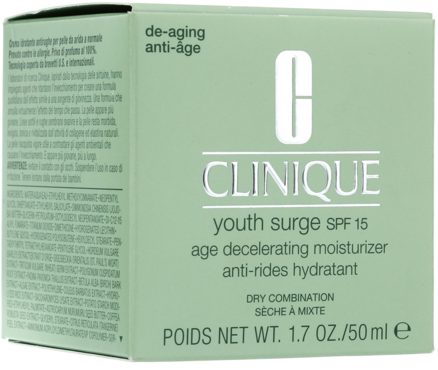 Крем антивіковий для комбінованої та жирної шкіри - Clinique Youth Surge SPF 15 Age Decelerating Moisturizer