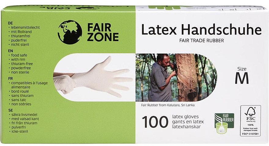 Перчатки латексные нестерильные неприпудренные, размер M - Fair Zone — фото N1