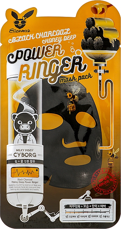 Очищувальна живильна маска з деревним вугіллям і медом - Elizavecca Black Charcoal Honey Deep Power Ringer Mask Pack — фото N4