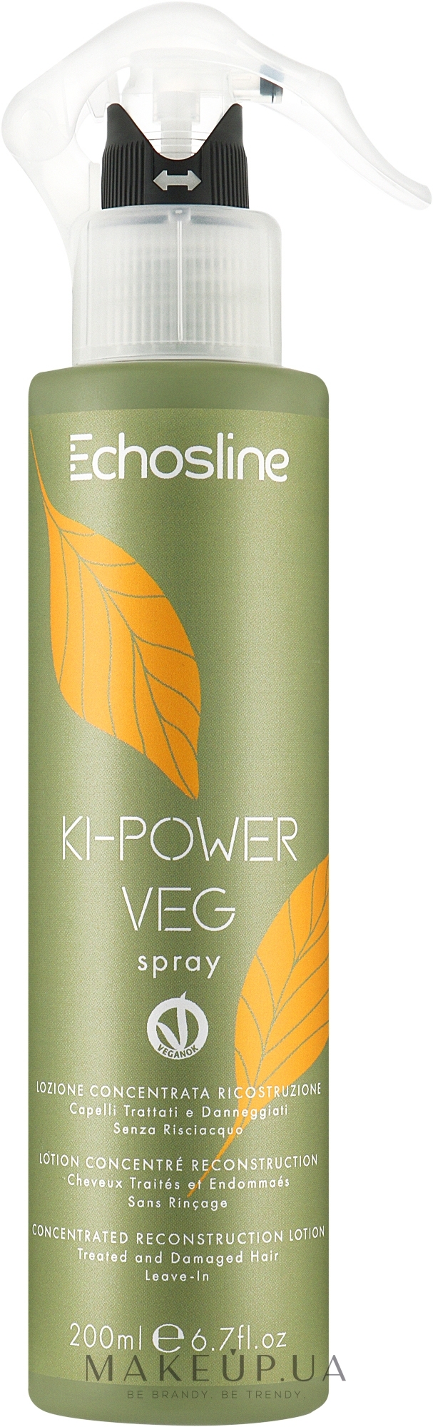 Концентрированный лосьон для восстановления поврежденных волос - Echosline Ki-Power Veg Spray Concentrated Lotion for Damaged Hair Without Rinsing — фото 200ml