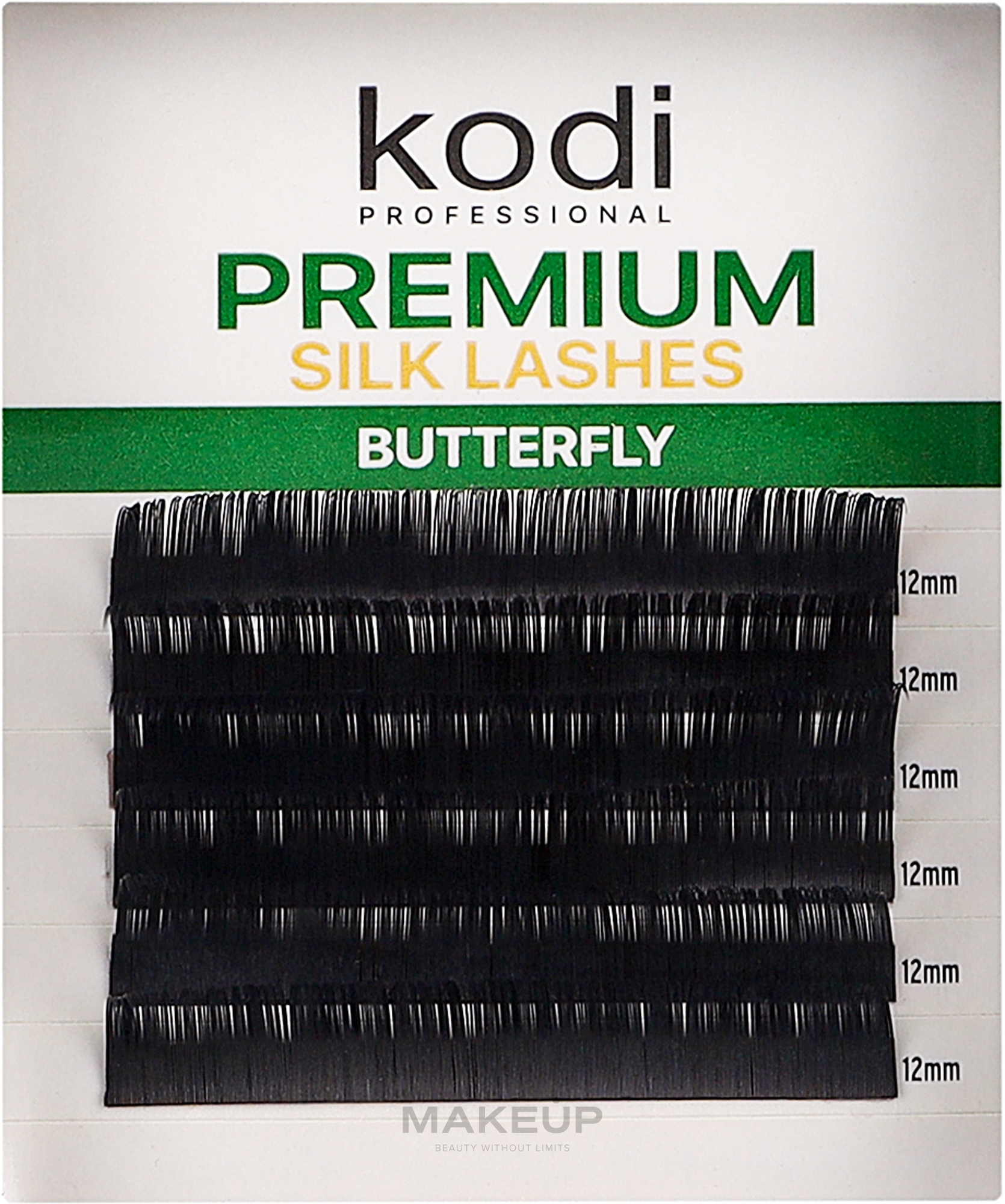 Накладні вії Butterfly Green C 0.15 (6 рядів: 12 мм) - Kodi Professional — фото 1уп