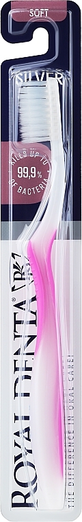 Зубна щітка м'яка з наночастинками срібла, рожева - Royal Denta Silver Soft Toothbrush — фото N1