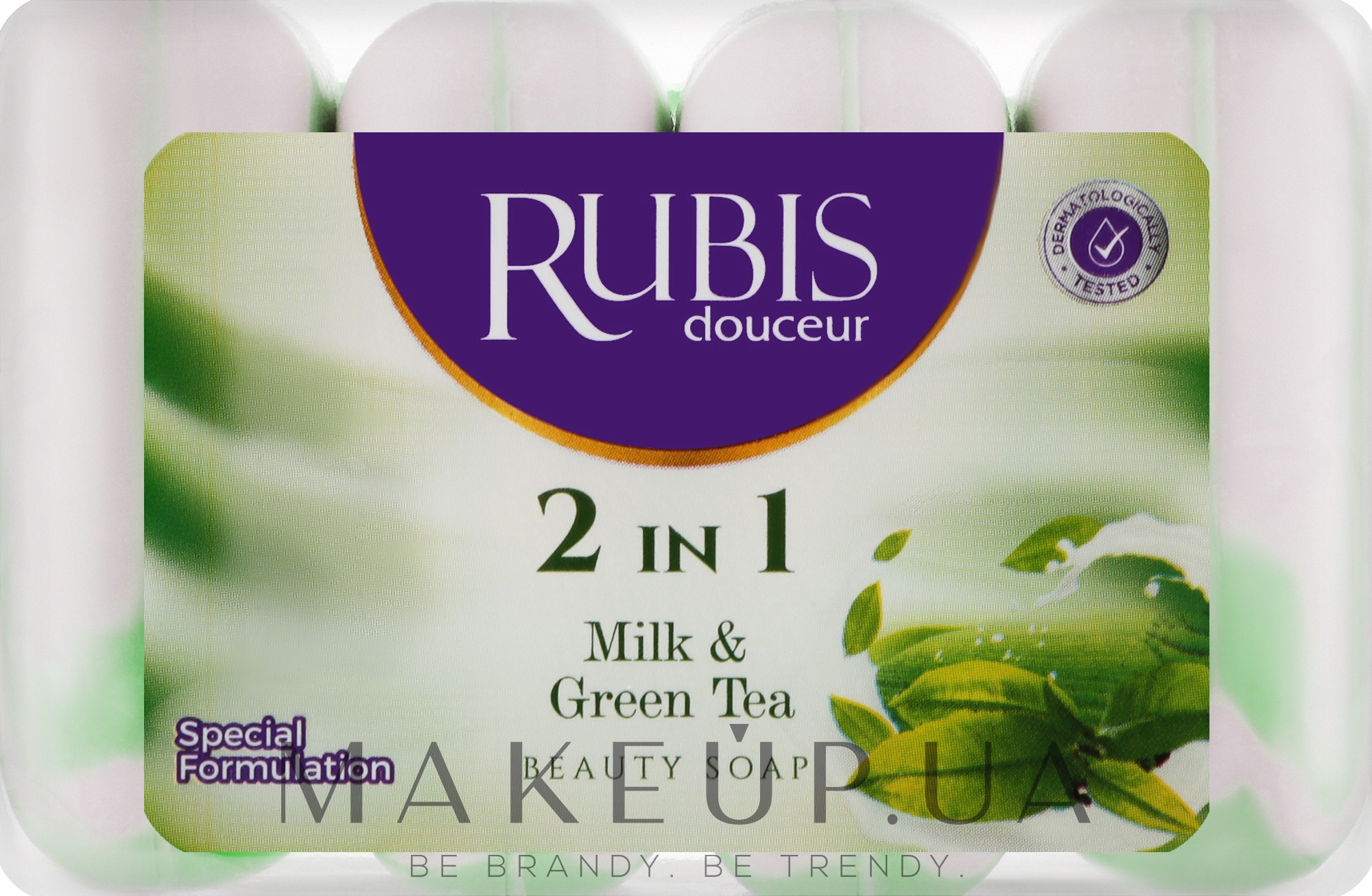 Мило "Молоко та зелений чай" - Rubis Care Milk & Green Tea Beauty Bar — фото 4x90g
