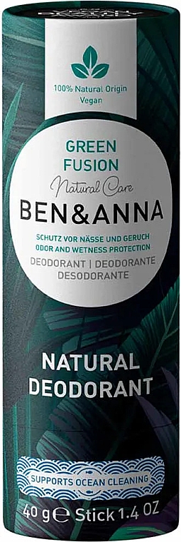 Дезодорант на основе соды "Зеленый фьюжн" (картон) - Ben & Anna Natural Care Green Fusion Deodorant Paper Tube — фото N1