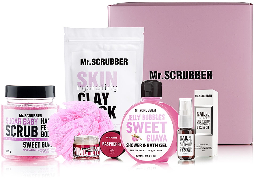 Набір - Mr.Scrubber Beauty Box Woman (mask/200g + sh/gel/275ml + b/scr/300g + nail/complex/10ml + lip/scr/35ml + bath sponge)