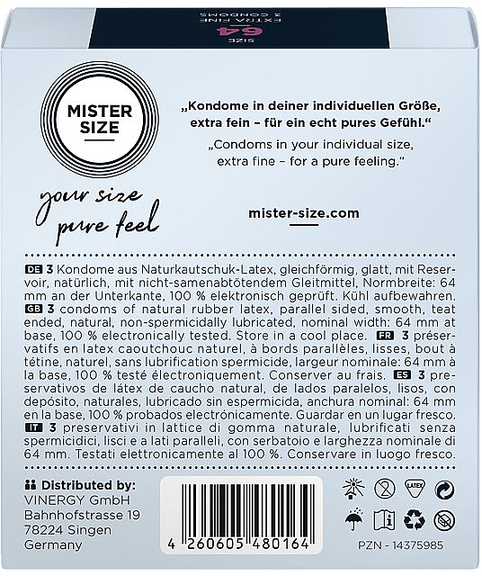 Презервативи латексні, розмір 64, 3 шт. - Mister Size Extra Fine Condoms — фото N3