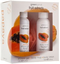 Духи, Парфюмерия, косметика Набор - Greenland Fruit Extracts Papaya (sh/gel/100ml + b/lot/100ml + mop)