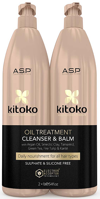 Набір - ASP Kitoko Oil Treatment Cleanser & Balm Litre Duo (h/sham/1000ml + h/balm1000ml) — фото N1
