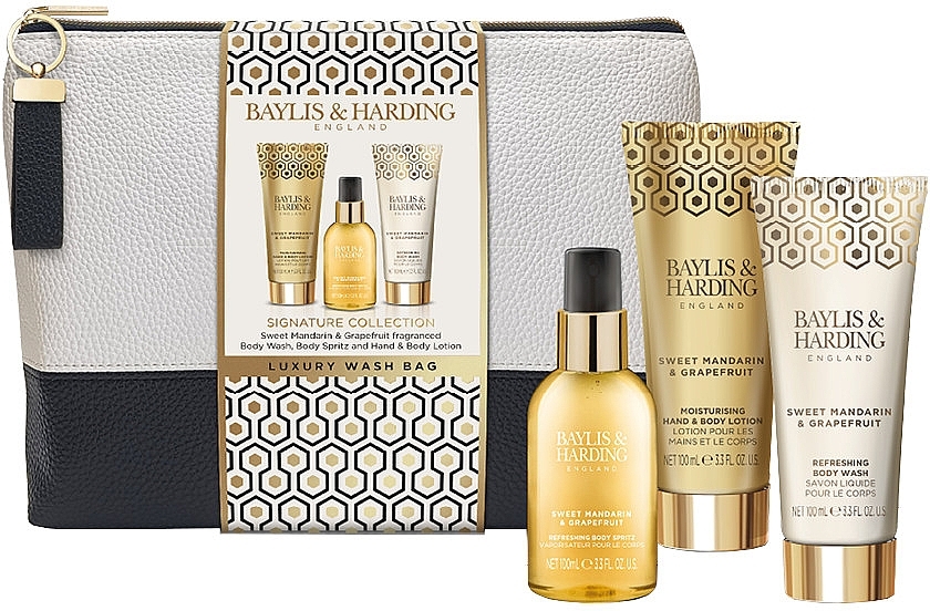 Набор - Baylis & Harding Sweet Mandarin & Grapefruit Luxury Wash Bag Gift Set (sh/gel/100ml + b/lot/100ml + b/mist/100ml + bag) — фото N1