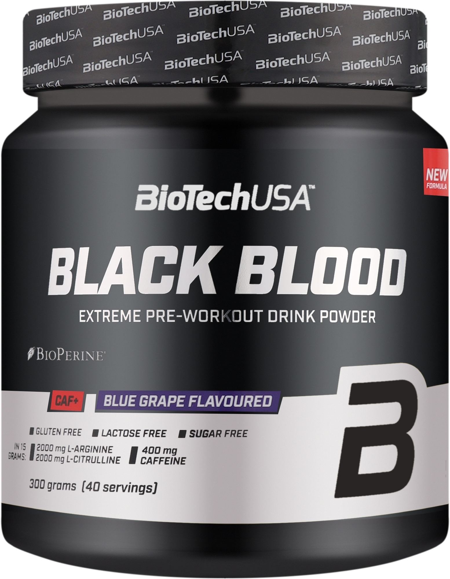 Передтренувальний комплекс "Синій виноград" - BioTechUSA Black Blood CAF+ Blue Grape Extreme Pre-Workout Shot — фото 300g