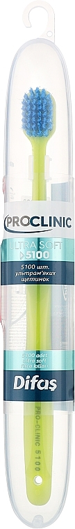 Зубная щетка "Ultra Soft" 512063, салатовая с синей щетиной, в кейсе - Difas Pro-Clinic 5100 — фото N1