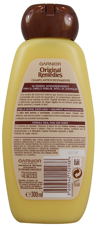 Шампунь для волос "Авокадо и масло ши" - Garnier Original Remedies Avocado Oil and Shea Butter Shampoo — фото N2