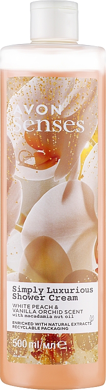 Гель для душа "Аромат белого персика и ванильной орхидеи" - Avon Senses Shower Gel — фото N1