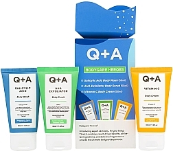 Набор для тела - Q+A Bodycare Heroes Gift Set (sh/gel/50ml+b/scr/50ml+b/cr/50ml) — фото N1