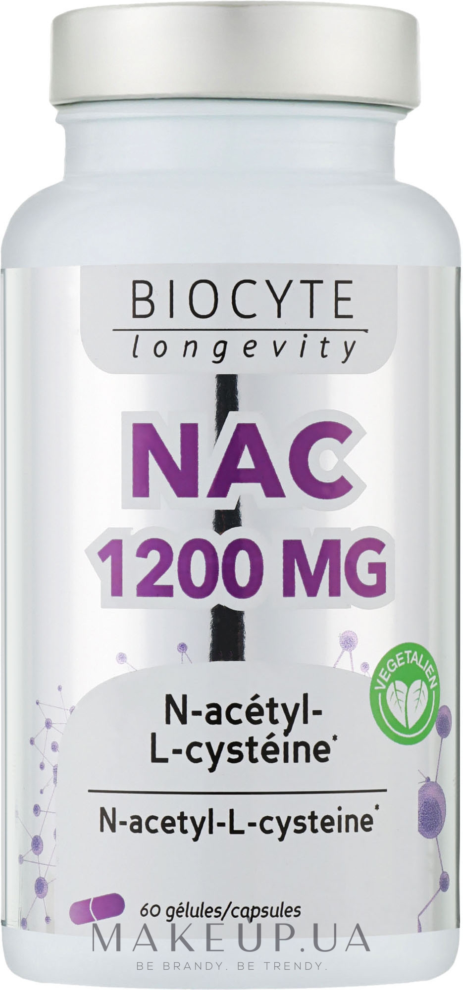 Biocytе N-ацетил-L-цистеин: Поддержка и антиоксиданты - Biocyte NAC 1200 mg — фото 60шт