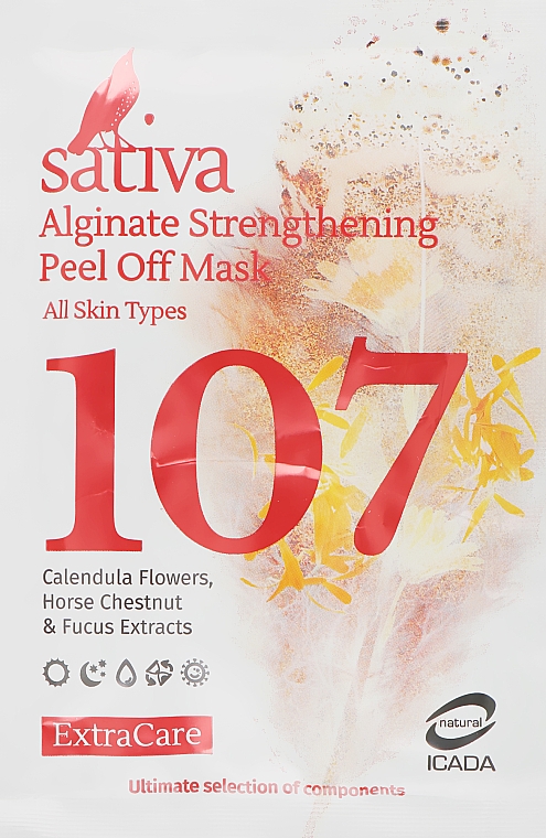 Маска альгинатная укрепляющая №107 - Sativa Extra Care Alginate Strengthening Peel Off Mask 