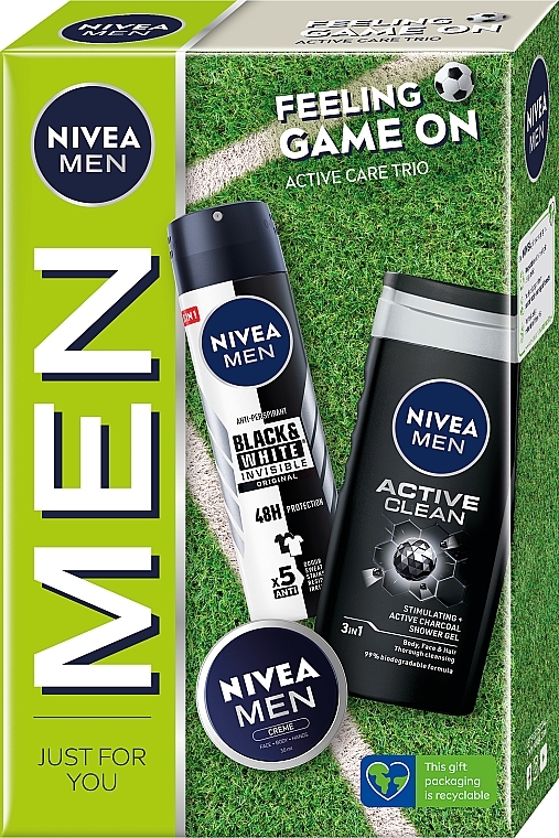 Набор - Nivea Men Feeling Game On Set (sh/gel/250ml + deo/150ml + b/cr/30ml) — фото N1