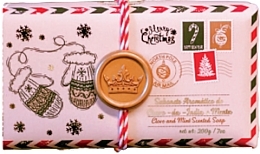 Натуральное мыло "Гвоздика и мята" - Essencias De Portugal Christmas Gloves Postcard Soap — фото N1