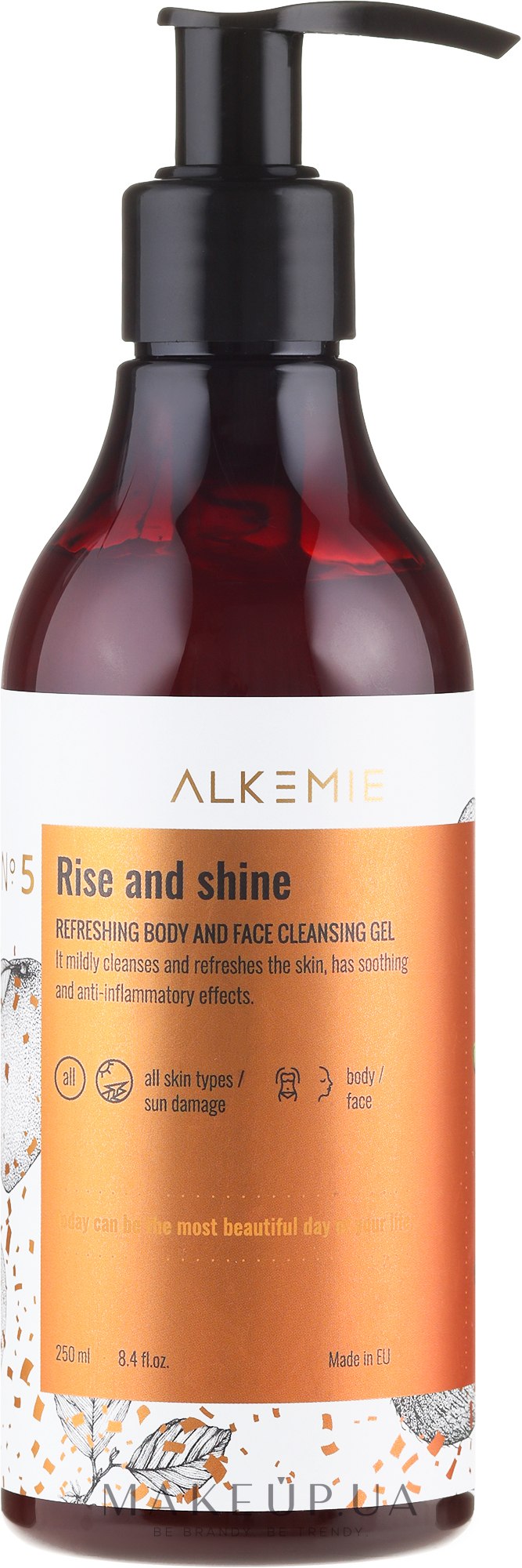 Очищувальний гель для обличчя та тіла - Alkemie Refreshing Body And Face Cleansing Gel Rise And Shine — фото 250ml