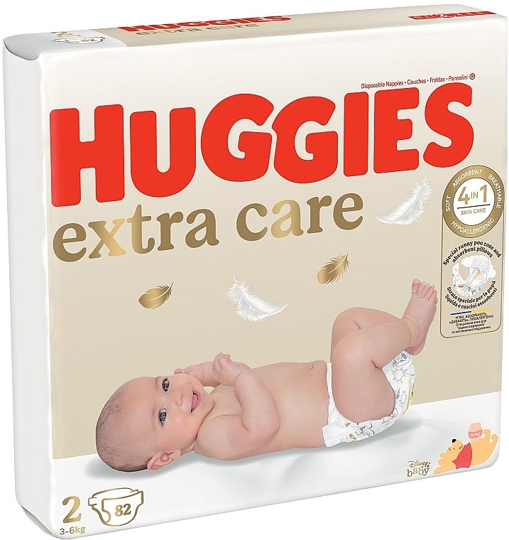 Подгузники Huggies Extra Care 2 (3-6 кг), 82 шт - Huggies — фото N2