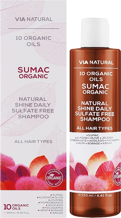 Щоденний шампунь для природного блиску без сульфатів "Сумах Органік" - BioFresh Via Natural Sumac Organic Shine Daily Sulfate Free Shampoo — фото N2