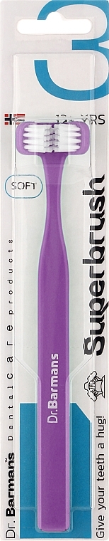 Тристороння зубна щітка, стандартна, фіолетова - Dr. Barman's Superbrush Regular — фото N1