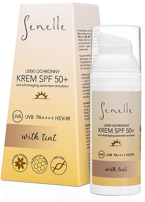 Легкий защитный крем для лица, с пигментом - Senelle Light Protective Face Cream With Tint SPF 50+  — фото N1