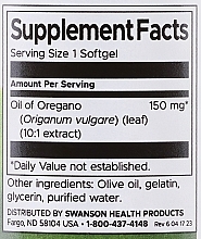 Дієтична добавка "Олія орегано" - Swanson Oregano Oil 10:1 Extract 150 mg — фото N3