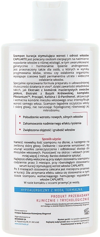 УЦІНКА Шампунь для стимулювання та поновлення росту волосся - Dermedic Capilarte * — фото N2