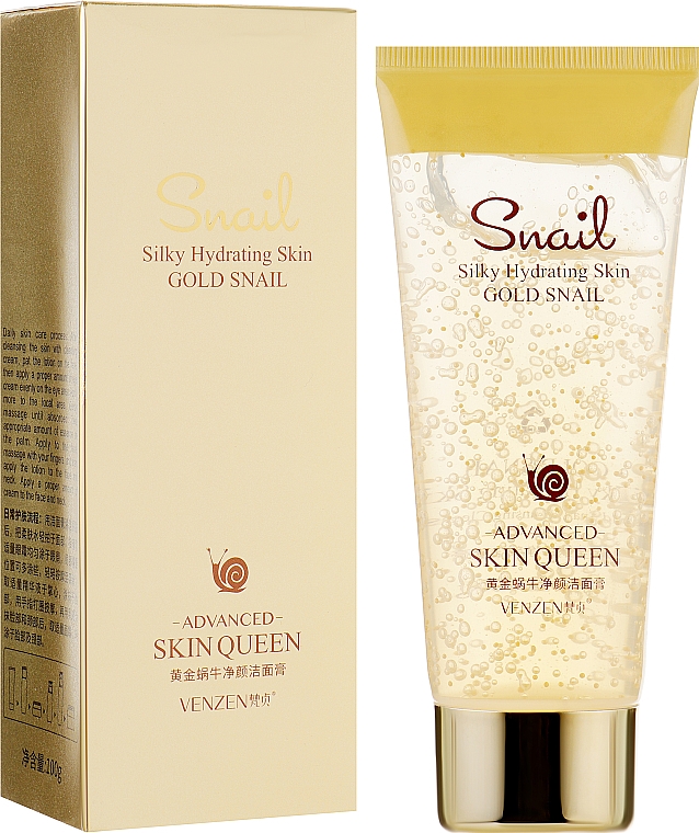 Омолаживающий гель для умывания лица с муцином улитки и биозолотом - Veze (Venzen) Silky Hydrating Skin Gold Snail