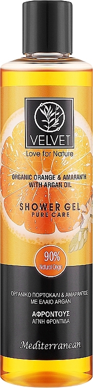 Гель для душу - Velvet Love for Nature Organic Orange & Amaranth Shower Gel Pure Care — фото N1