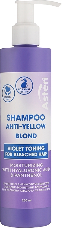 Шампунь с антижелтым эффектом для осветленных волос - Asteri Anti-Yellow Blond Shampoo
