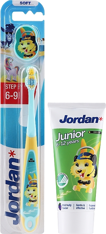 Набор 6-12 лет, зайчик - Jordan Junior (toothpaste/50ml + toothbrush/1pc) — фото N1