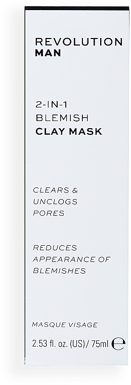 Глиняна маска для обличчя - Revolution Skincare Man 2-in-1 Blemish Clay Mask — фото N2