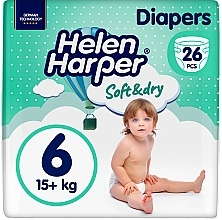 Підгузники дитячі Soft&Dry XL 6, 15+ кг, 26 шт. - Helen Harper  — фото N1
