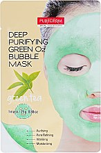 Очищувальна пінна маска "Зелений чай" - Purederm Deep Purifying Green O2 Bubble Mask Green Tea — фото N1