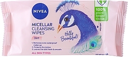Біорозкладані міцелярні серветки для зняття макіяжу, 25 шт. - NIVEA Biodegradable Micellar Cleansing Wipes 3 In 1 Peacock — фото N1