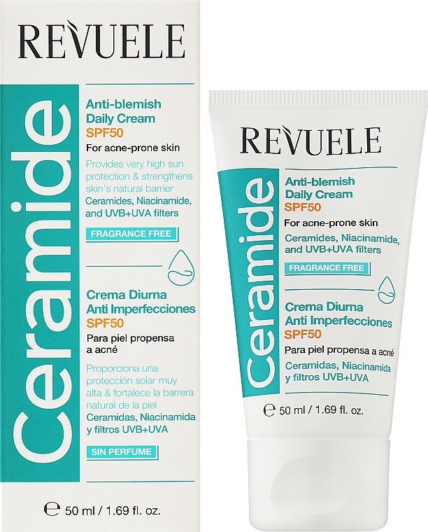 Денний крем проти пігментних плям - Revuele Ceramide Anti-Blemish Daily Face Cream For Acne-Prone Skin — фото N2