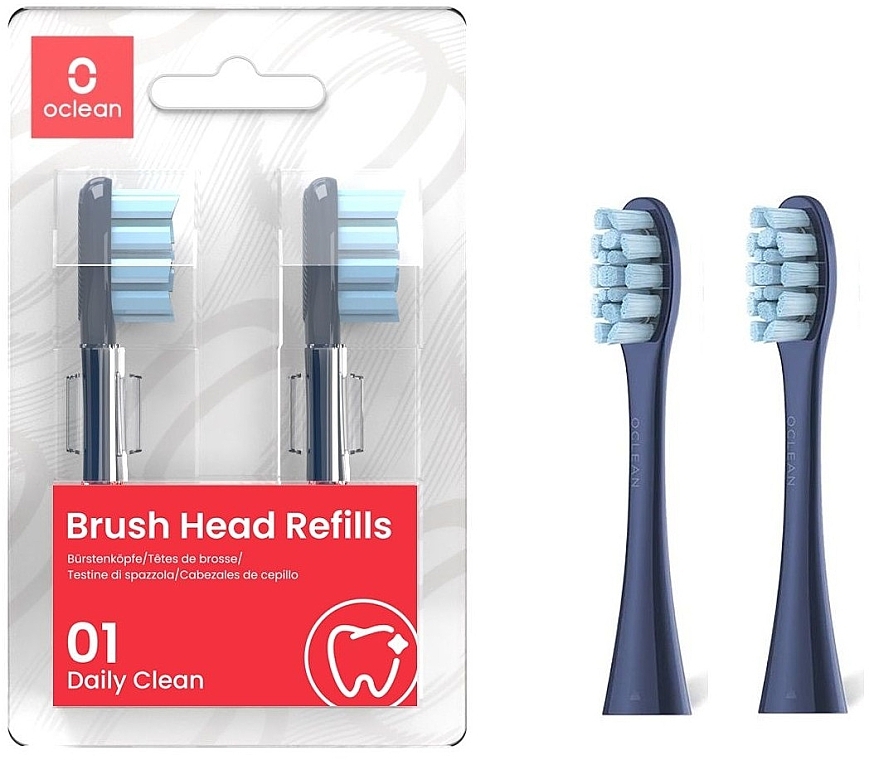 Насадки для электрической зубной щетки Standard Clean Soft, 2 шт., синие - Oclean Brush Heads Refills — фото N1