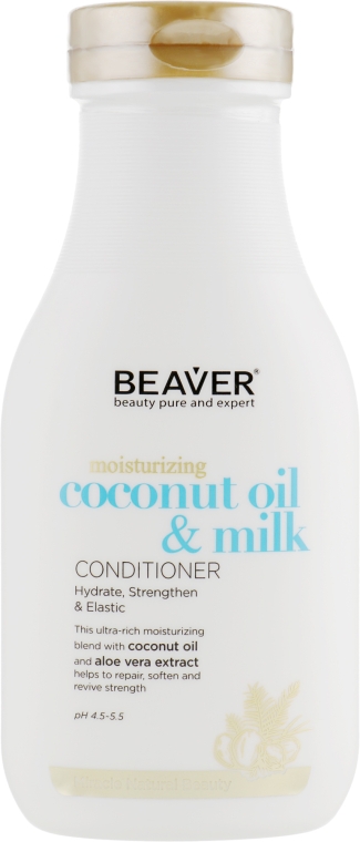 Разглаживающий кондиционер для сухих и непослушных волос с кокосовым маслом - Beaver Professional Moisturizing Coconut Oil & Milk Conditioner